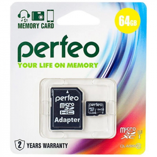 Карта памяти PERFEO MicroSDXC 64Gb Class 10