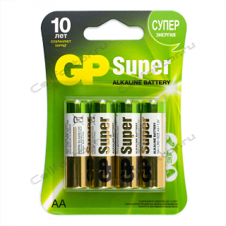 Батарейка алкалиновая GP SUPER LR6 BL-4