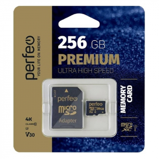 Карта памяти PERFEO MicroSDXC 256Gb Premium class 10 U3
