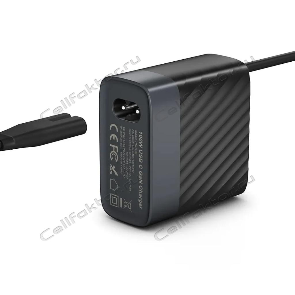 Зарядка SKYRC PDC100 GaN 100W с поддержкой PD3.0 с встроенным кабелем Type-С 30 см и евро-шнуром (SK-200028) купить в интернет-магазине СеллФактор с доставкой по России