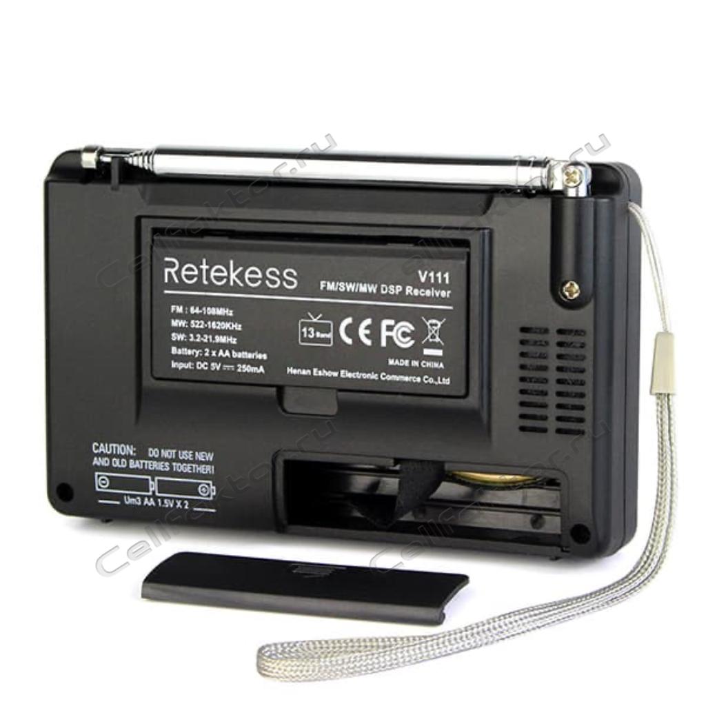 Радиоприемник RETEKESS V111 портативный черный купить в интернет-магазине СеллФактор с доставкой по Москве и России