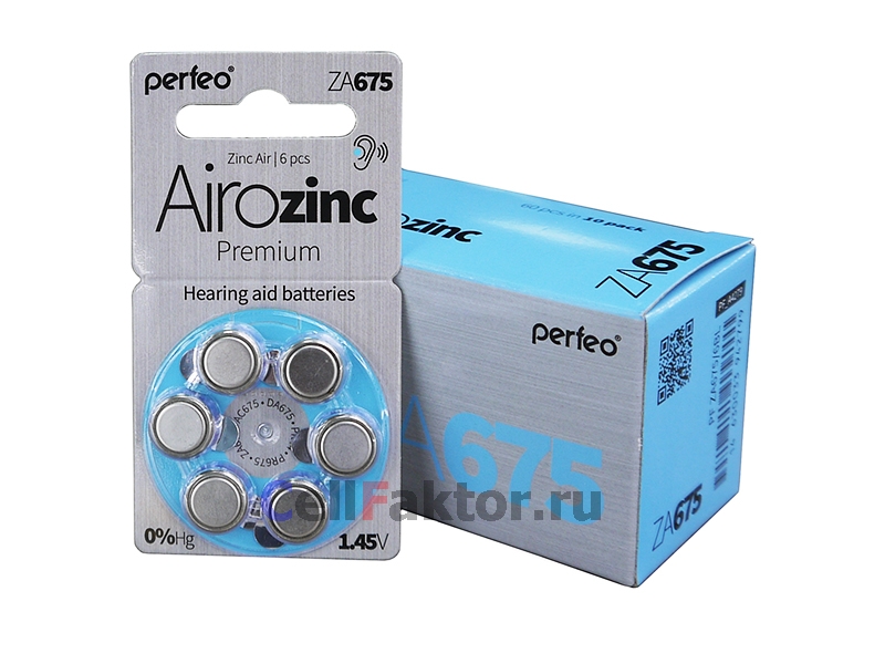 PERFEO Airozinc Premium ZA675 BL-6 батарейка воздушно-цинковая для слухового аппарата купить оптом в СеллФактор с доставкой по Москве и России