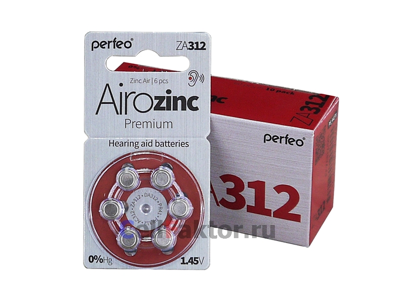 PERFEO Airozinc Premium ZA312 BL-6 батарейка воздушно-цинковая для слухового аппарата купить оптом в СеллФактор с доставкой по Москве и России