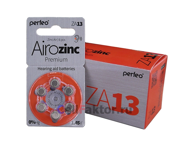 PERFEO Airozinc Premium ZA13 BL-6 батарейка воздушно-цинковая для слухового аппарата купить оптом в СеллФактор с доставкой по Москве и России