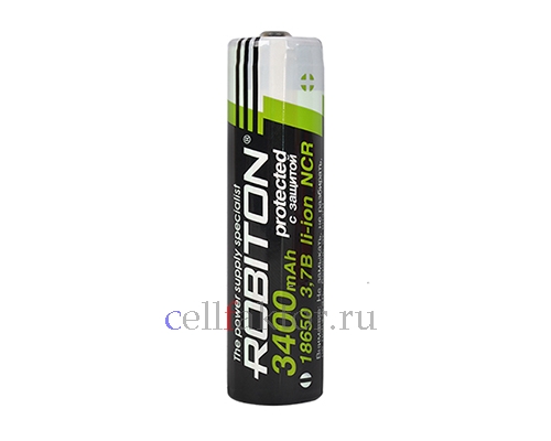 Robiton ICR18650 3.7V 3400mAh аккумулятор литий-ионный Li-ion с защитой купить оптом в СеллФактор с доставкой по Москве и России
