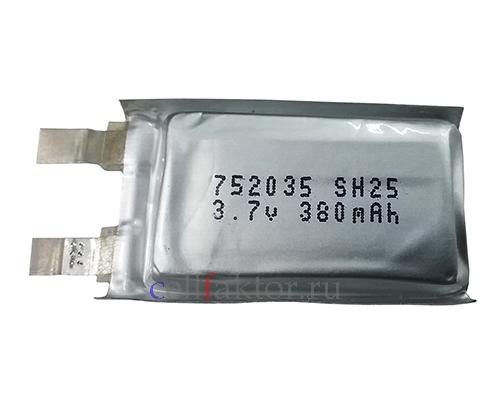 LP 752035 7.5х20х35 SH25 3.7V 380mAh аккумулятор литий-полимерный Li-pol купить оптом в СеллФактор с доставкой по Москве и России
