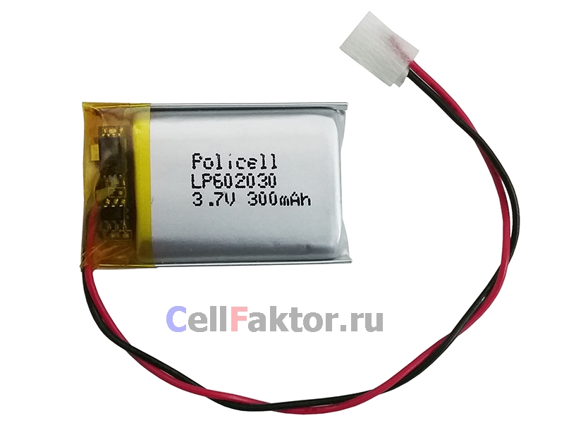 LP602030-PCM PoliCell 6*20*30 3.7V 300mAh аккумулятор литий-полимерный Li-pol купить оптом в СеллФактор с доставкой по Москве и России