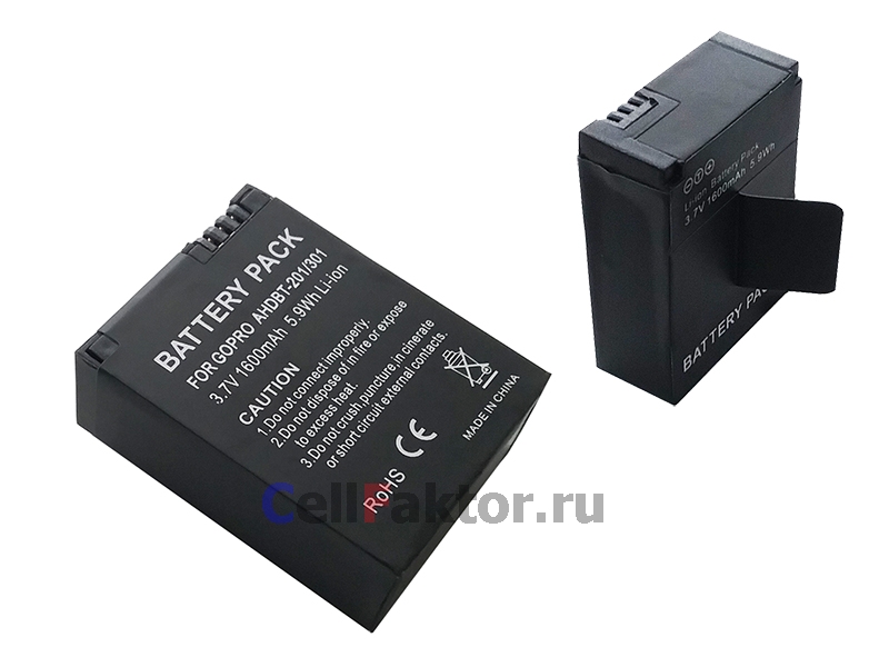 GoPro 3.7V 1600mAh AHDBT-201/301 аккумулятор для экшн-камер купить оптом в СеллФактор с доставкой по Москве и России