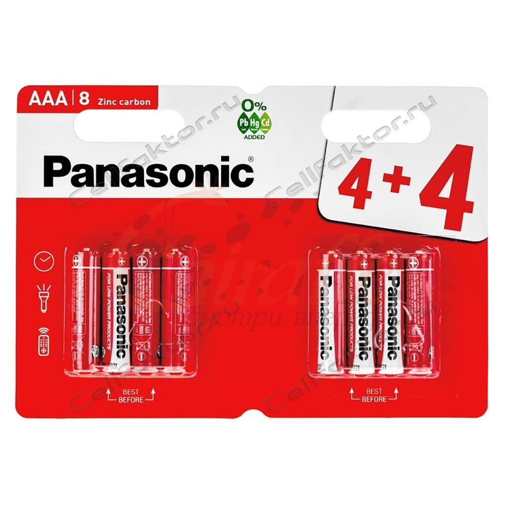 PANASONIC zinc carbon  R03 BL-4+4 батарейка солевая купить оптом в СеллФактор с доставкой по Москве и России