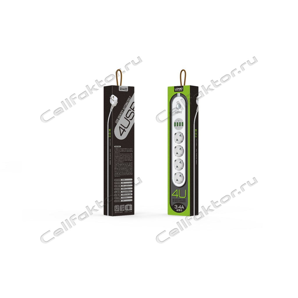 Сетевой фильтр LDNIO SE4432 4 USB + 4 розетки