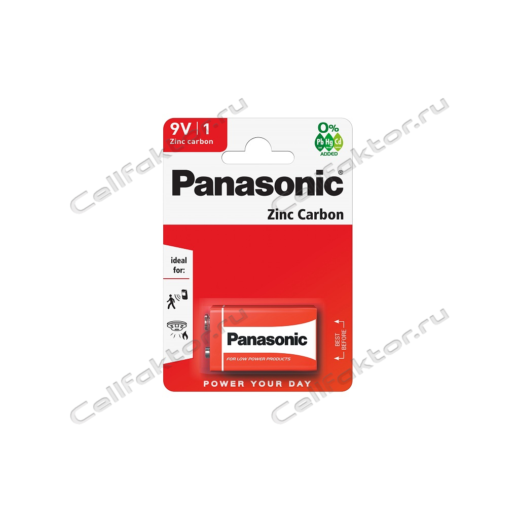 Батарейка солевая PANASONIC zinc carbon 6F22RZ BL-1