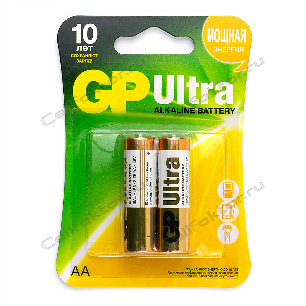 Батарейка алкалиновая GP ULTRA LR6 BL-2 купить в интернет-магазине СеллФактор с доставкой по России