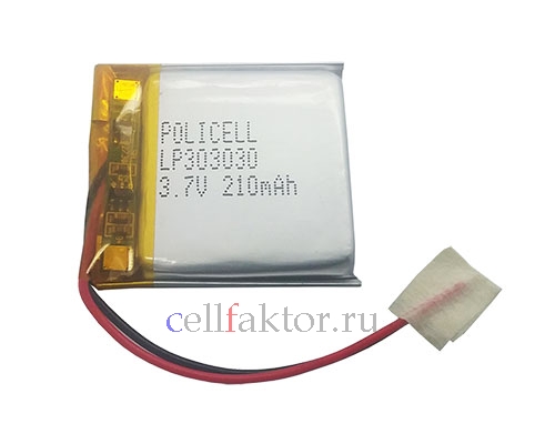 LP303030-PCM PoliCell 3.0*30*30 мм 3.7V 300mAh аккумулятор литий-полимерный Li-pol купить оптом в СеллФактор с доставкой по Москве и России