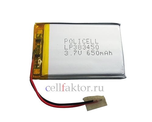 LP383450-PCM PoliCell 3.8*34*50 3.7V 650mAh аккумулятор литий-полимерный Li-pol купить оптом в СеллФактор с доставкой по Москве и России
