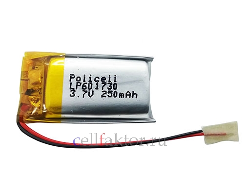 LP601730-PCM PoliCell 6*17*30 3.7V 250mAh аккумулятор литий-полимерный Li-pol купить оптом в СеллФактор с доставкой по Москве и России