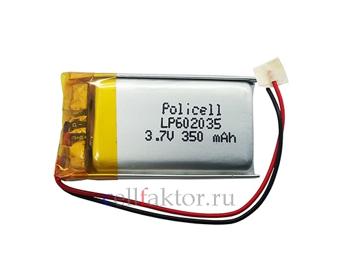 LP602035-PCM PoliCell 6*20*35 3.7V 350mAh аккумулятор литий-полимерный Li-pol купить оптом в СеллФактор с доставкой по Москве и России